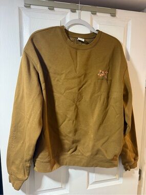 Zara Brown Crewneck Sweatshirt with Embroidered Detail